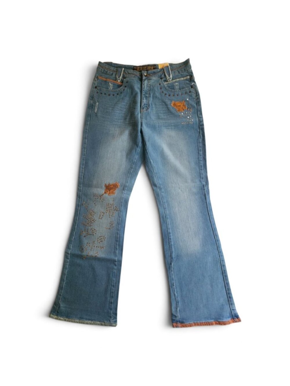 Women's Crest Jeans Modern Vintage Cotton Spandex Embellished Boot Leg Jeans